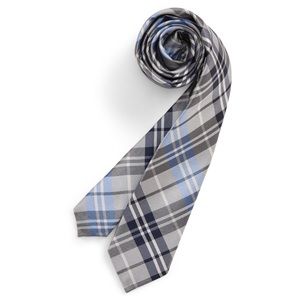 Nordstrom Milo Plaid Silk Tie Size Big Boy Blue Gray 4NC9-3074